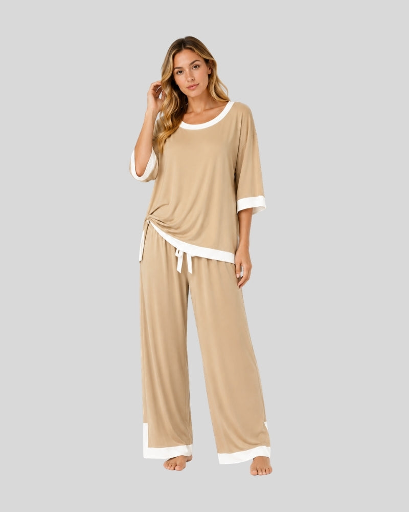 Skin White Round Contrast Lounge PJ Set