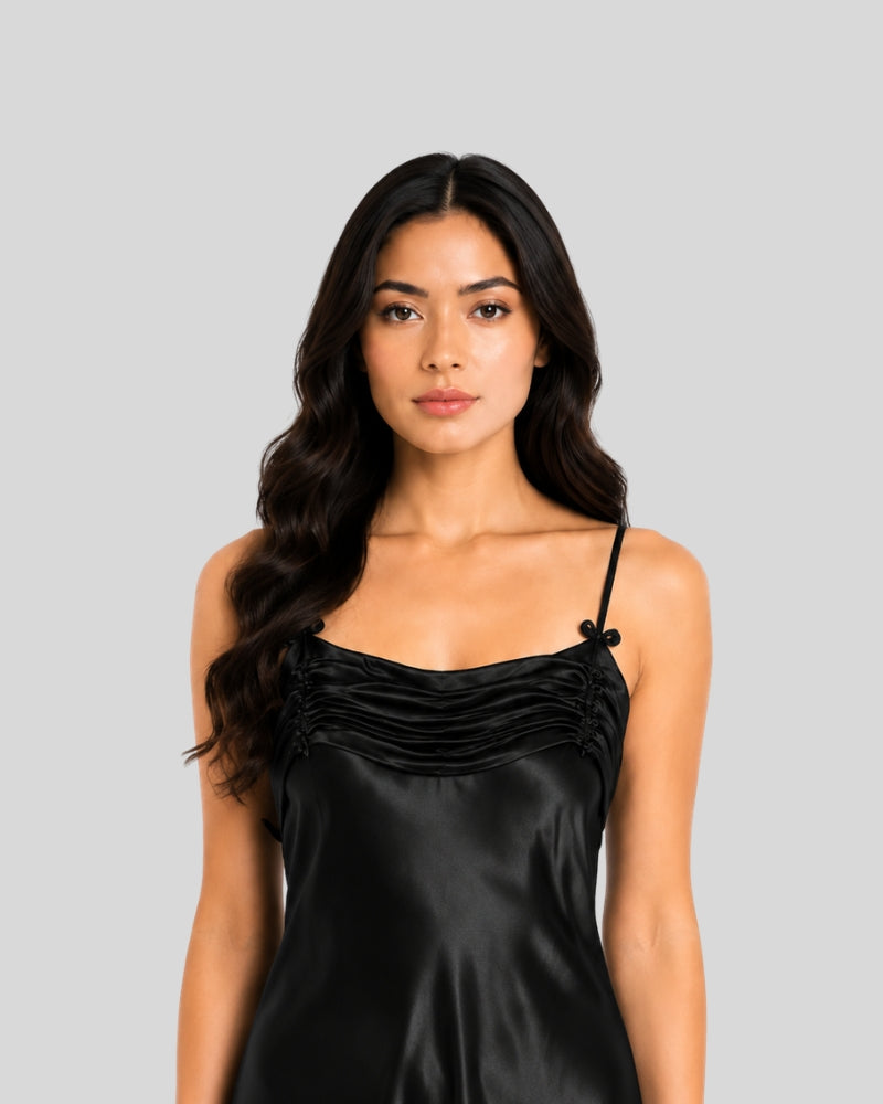 Noir Satin Side Cut Inner Robe Set