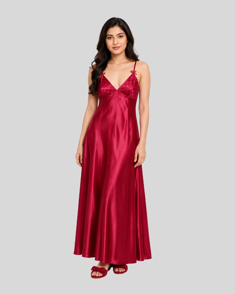Ruby Satin Side Cut Robe Set