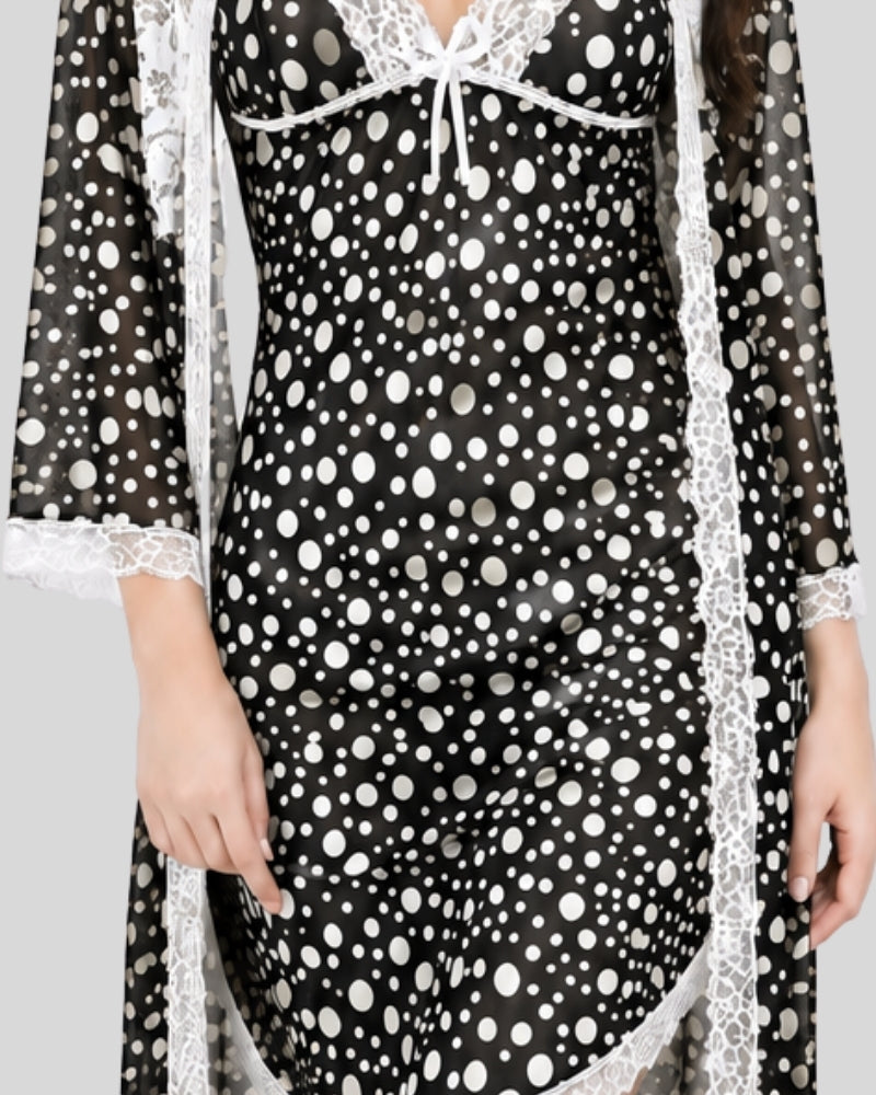 Black Noir Polka Layered Dress