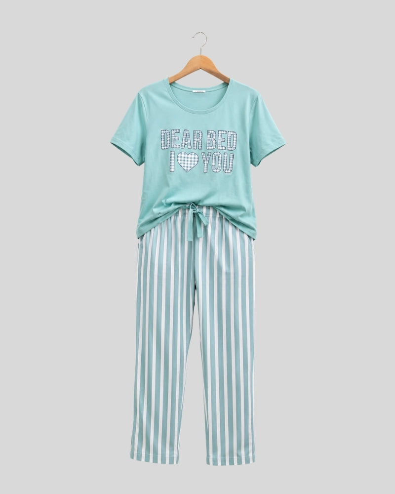 Mint Serenity Printed PJ Set ( Dear Bed )