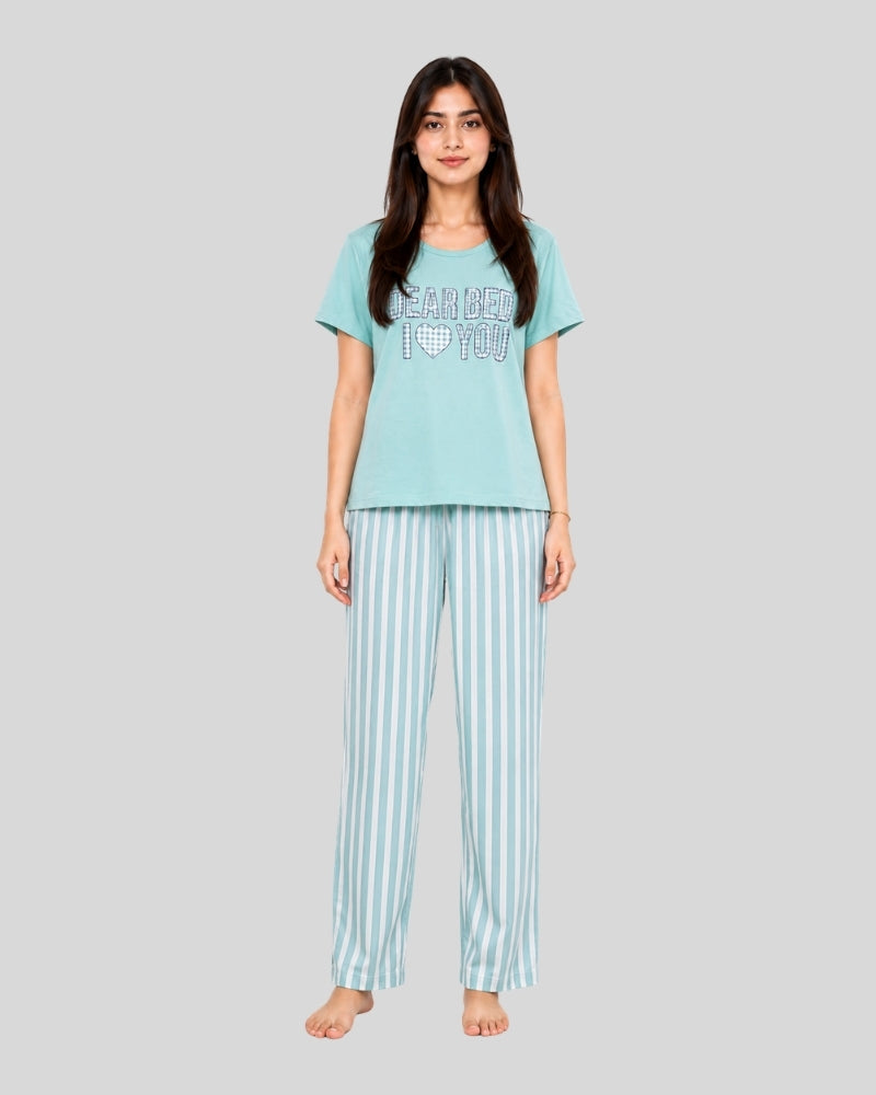 Mint Serenity Printed PJ Set ( Dear Bed )