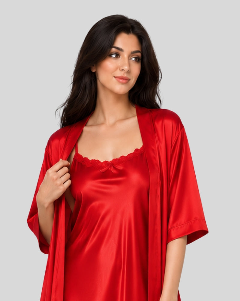 Scarlet Luxe Silk 2-Piece Nightwear Set