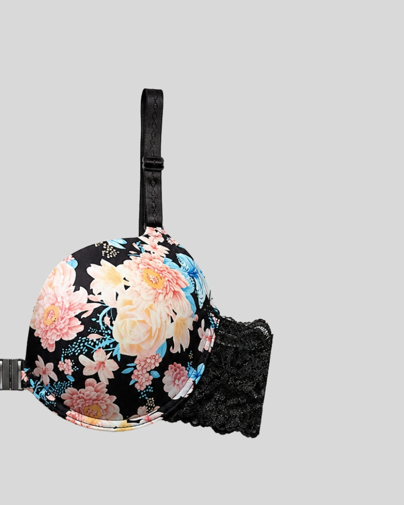 Black Floral Lace Push-Up Bra & Panty Set