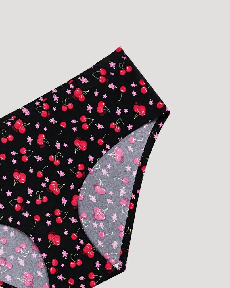 Black Cherry Print Bikini Panty