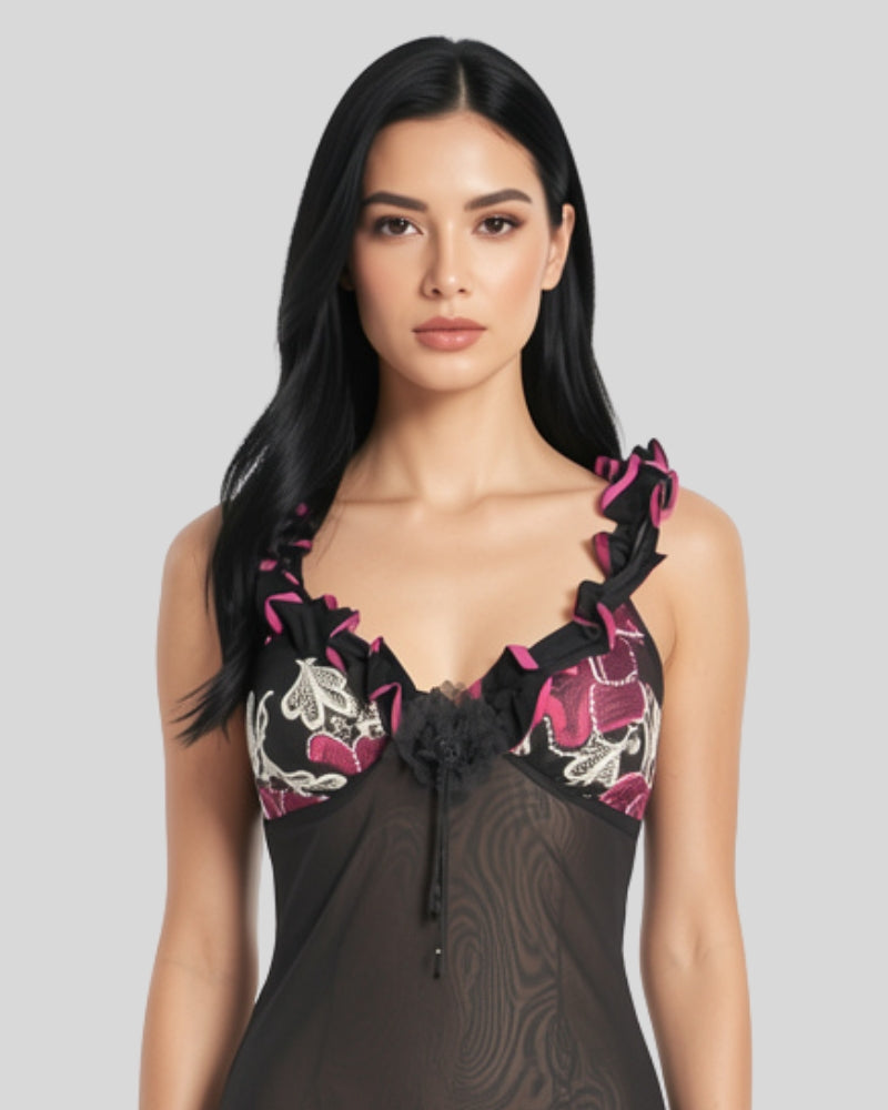Midnight Rose Sheer Babydoll