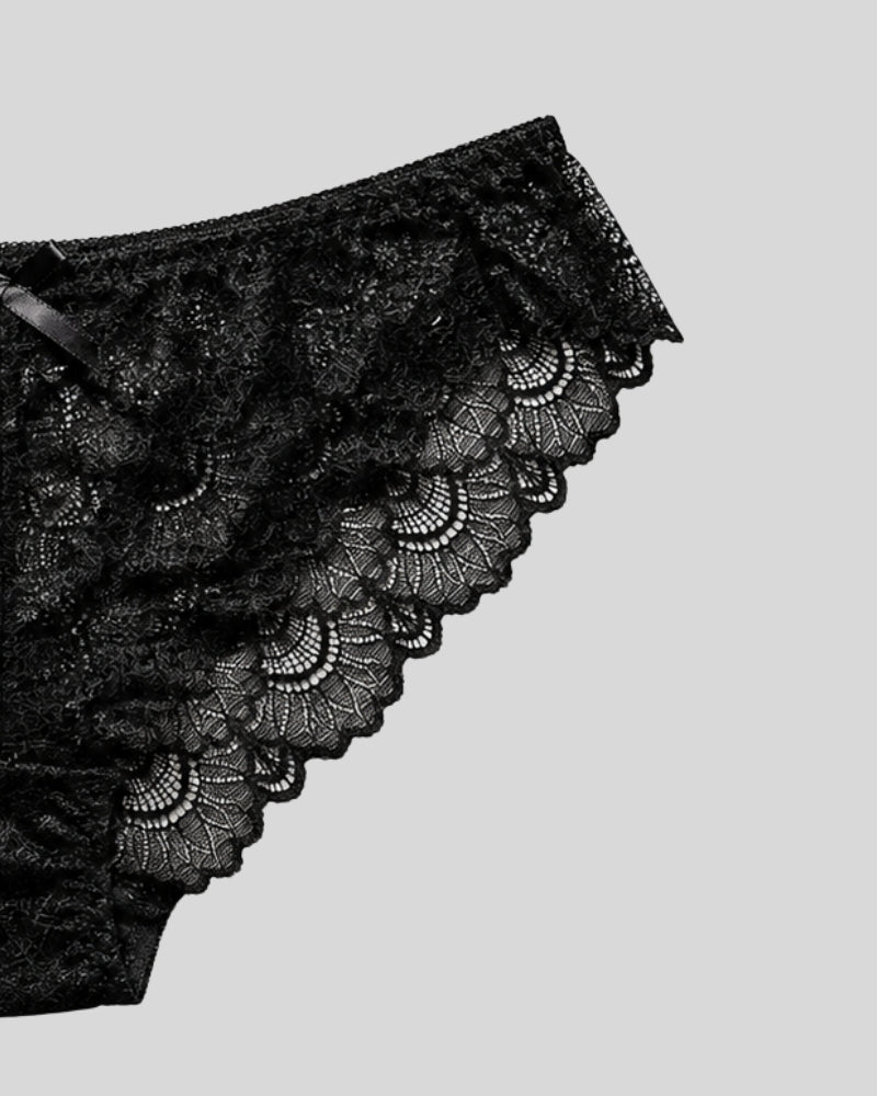 Black Floral Lace Push-Up Bra & Panty Set