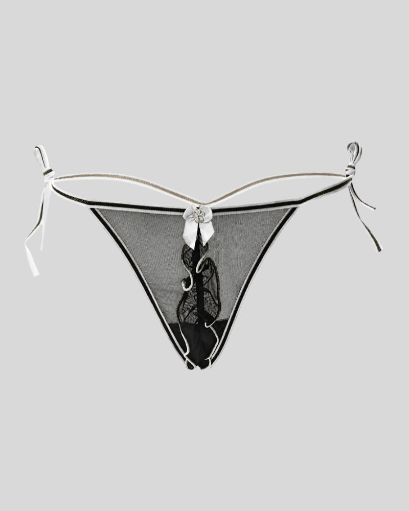 Ivory Blossom Tie-Side Thong