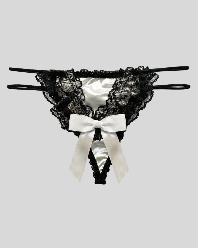 Moonlight Lace Bow Thong
