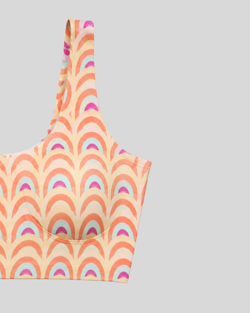 Retro Rainbow Print Sports Bra