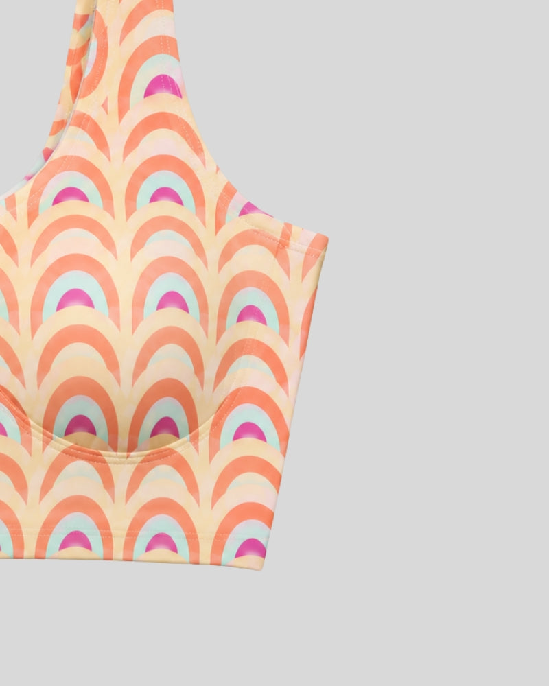 Retro Rainbow Print Sports Bra