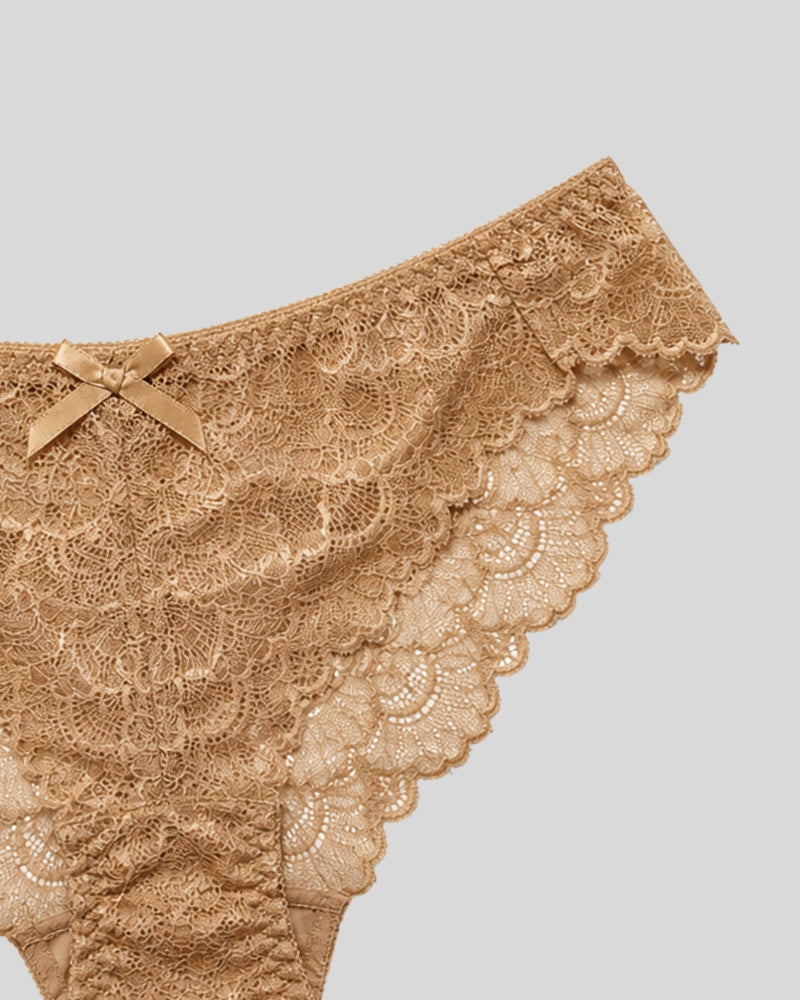 Beige Floral Lace Push-Up Bra & Panty Set