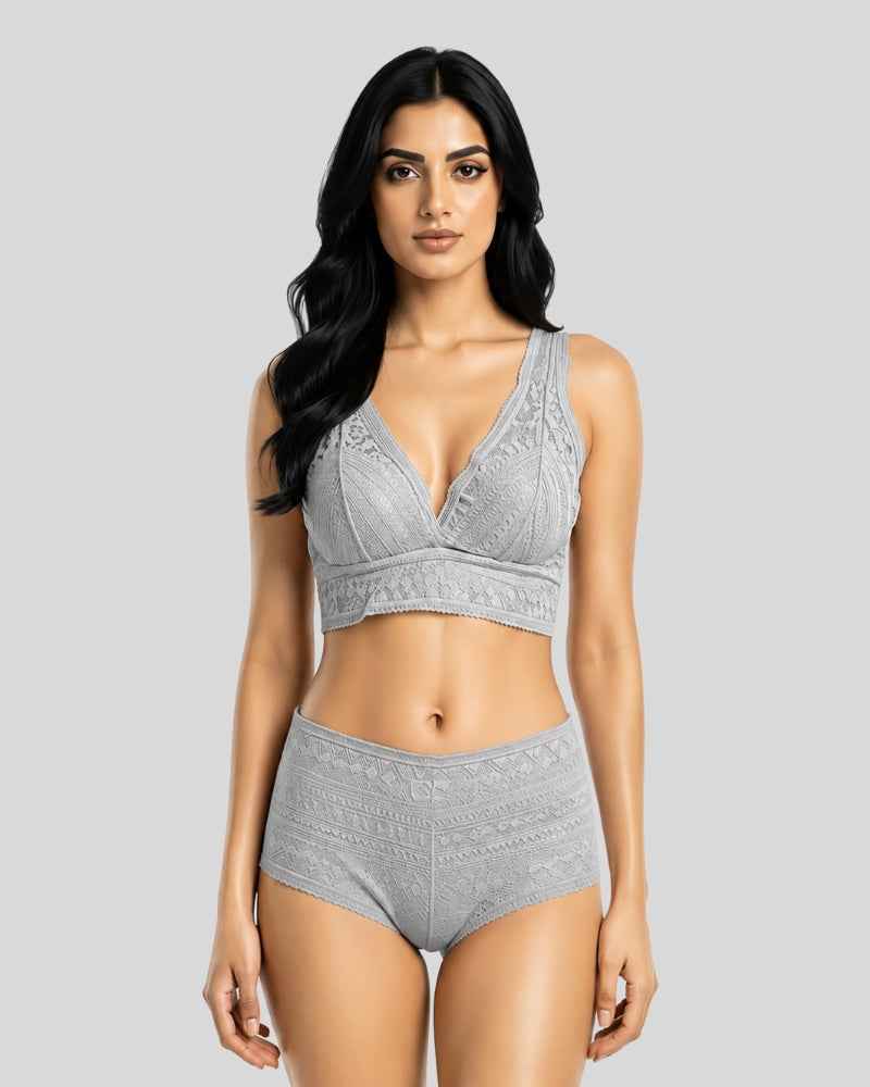 Silver Mist Lace Bralette Set