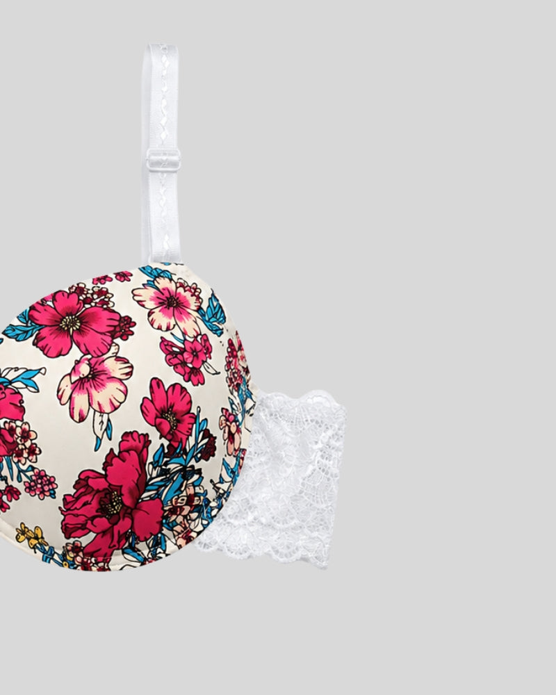 White Floral Lace Push-Up Bra & Panty Set