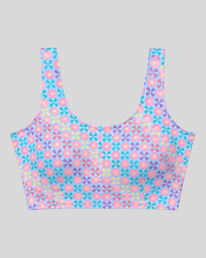 Pastel Blossom Print Sports Bra