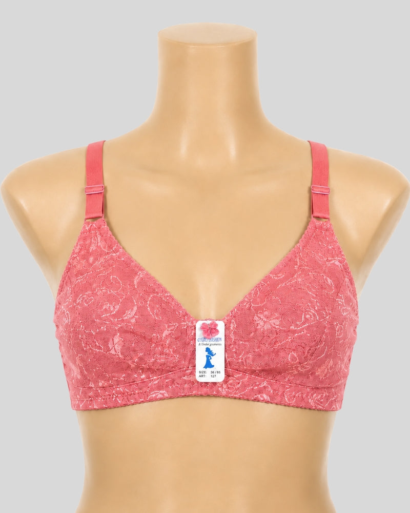 Lace Net Cotton Inner Cup Bra