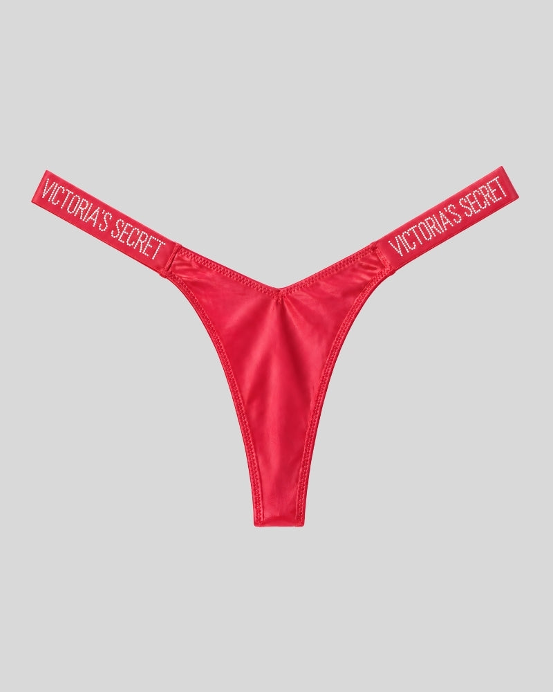 Victoria Secret Red Satin Shine Thong