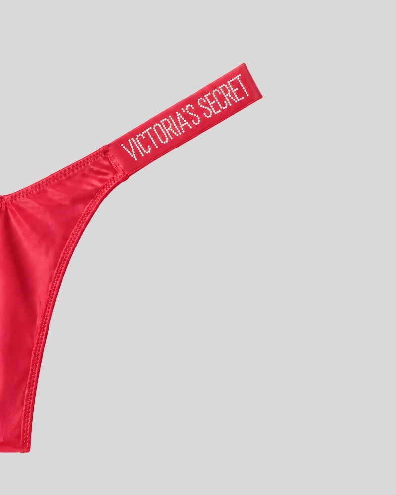 Victoria Secret Red Satin Shine Thong