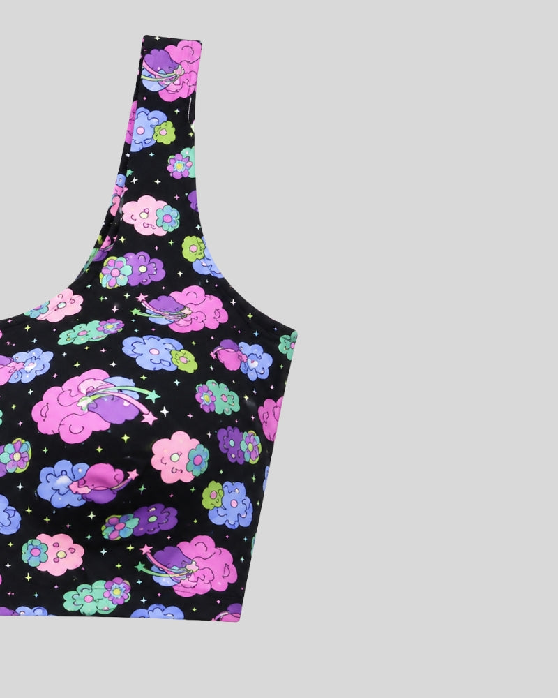 Dreamy Cloud Print Sports Bra