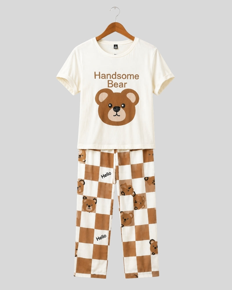 Handsome Bear Printed Lounge PJ Set