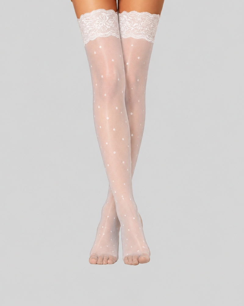 Ivory Grace Sheer Thigh-High Stockings