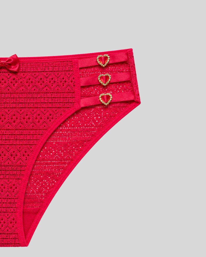 Red Heart Lace Panty