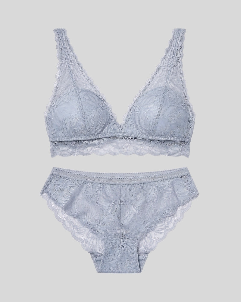 Silver Mist Lace Lingerie Set