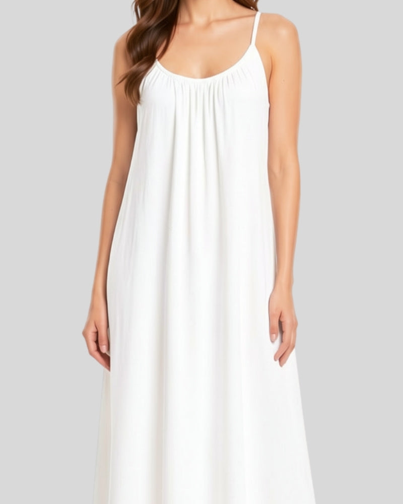 Pearl White Aura Flow Maxi Dress
