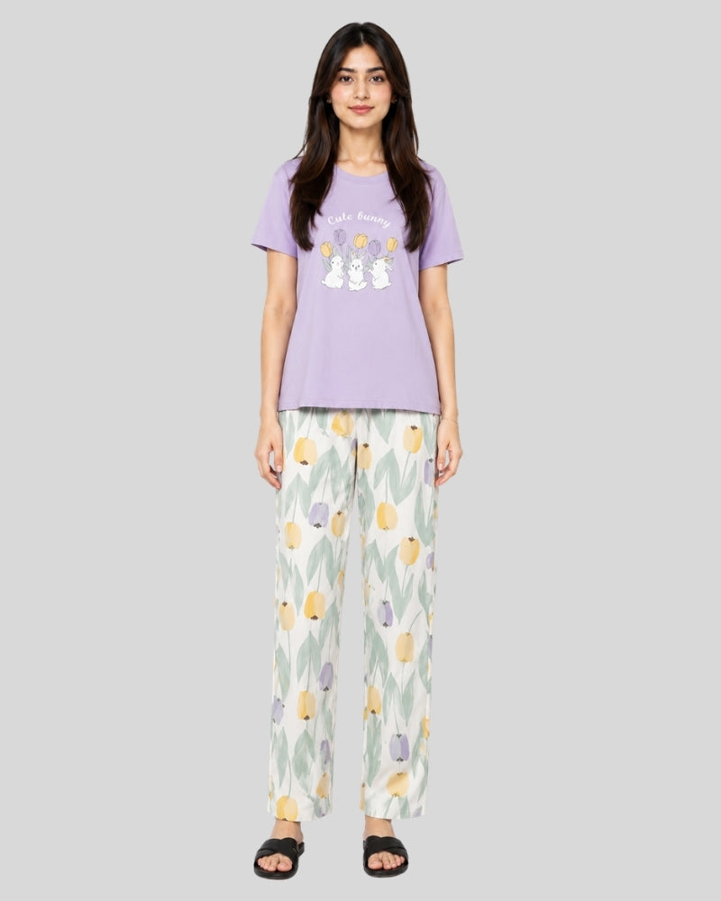 Cute Bunny Printed Lounge PJ Set