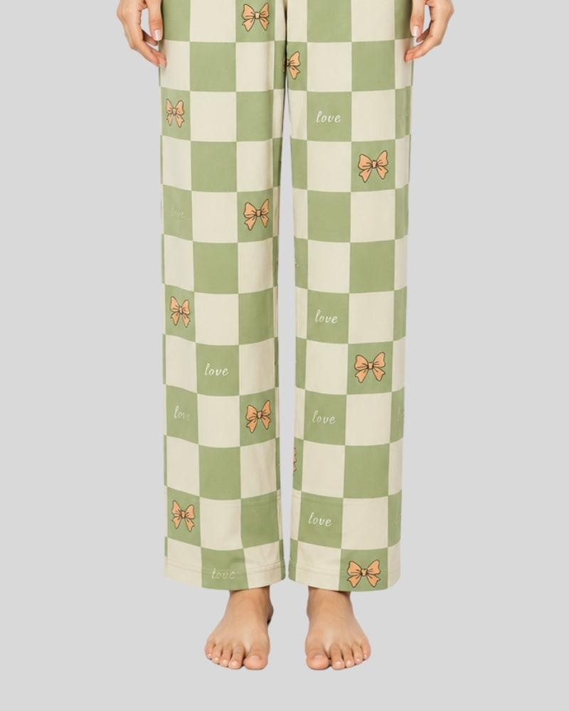 Olive Green Printed Lounge PJ Set