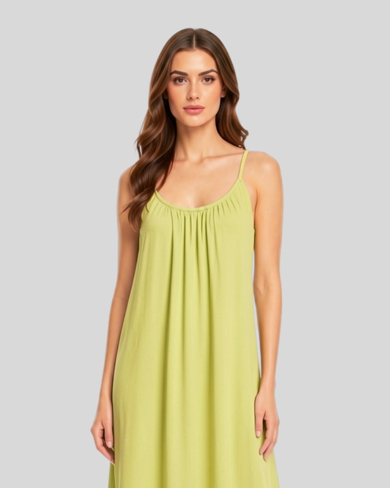 Pistachio Elegance Flow Maxi Dress