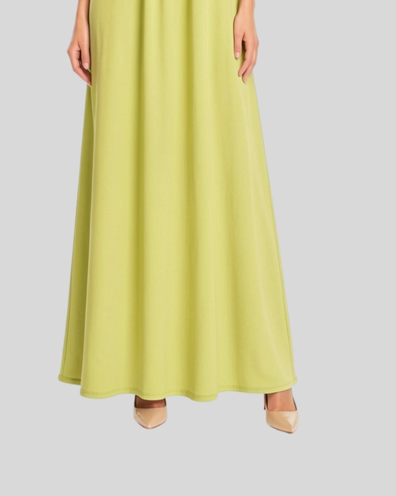 Pistachio Elegance Flow Maxi Dress