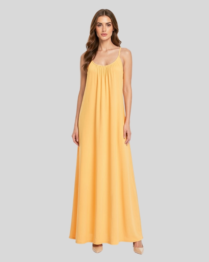 Nude Beige Flow Maxi Dress