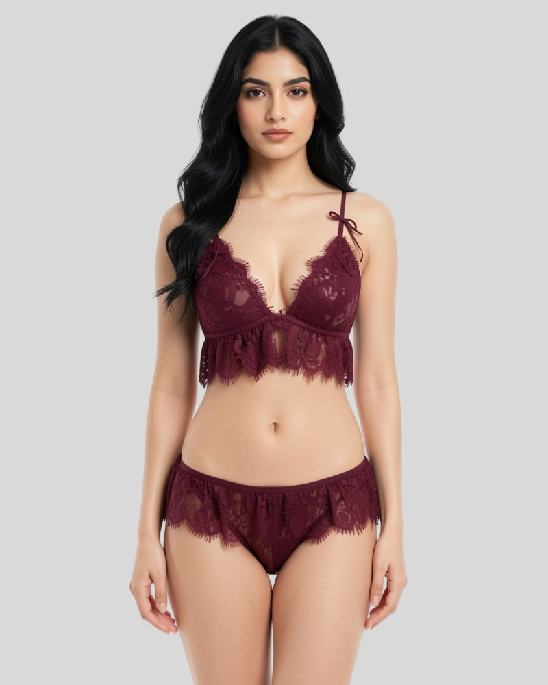 Noir Bloom Bralette Set