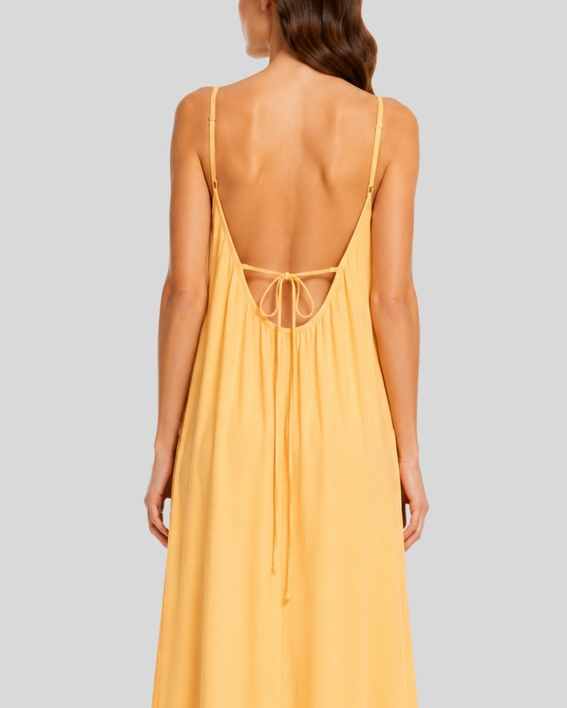 Nude Beige Flow Maxi Dress