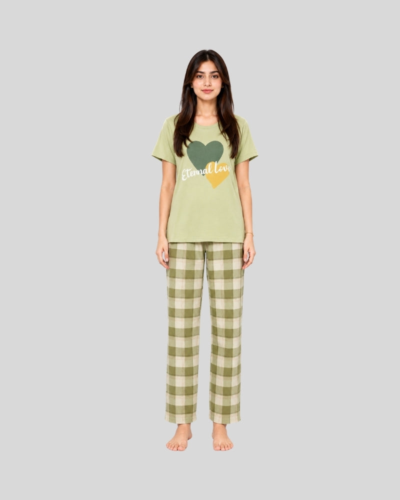 Eternal Love Half Sleeve Printed PJ Set