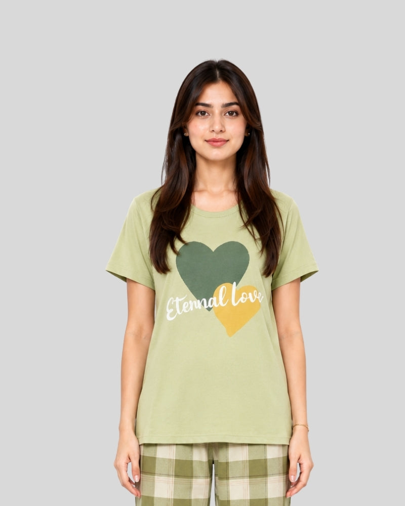 Eternal Love Half Sleeve Printed PJ Set