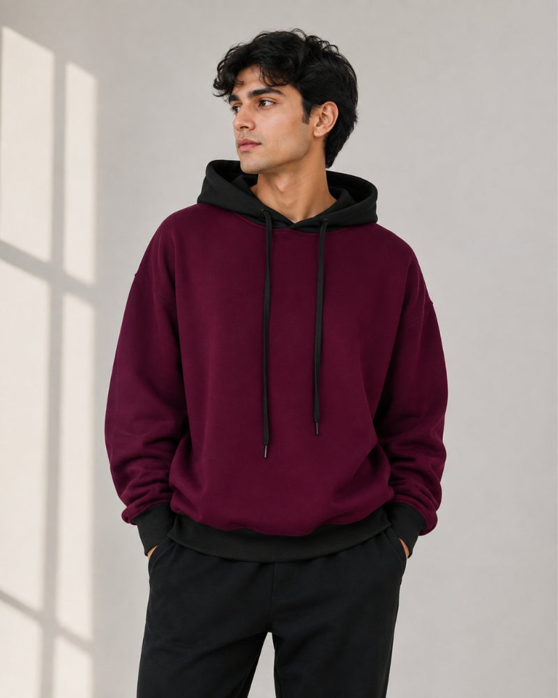 Burgundy Contrast Hoodie