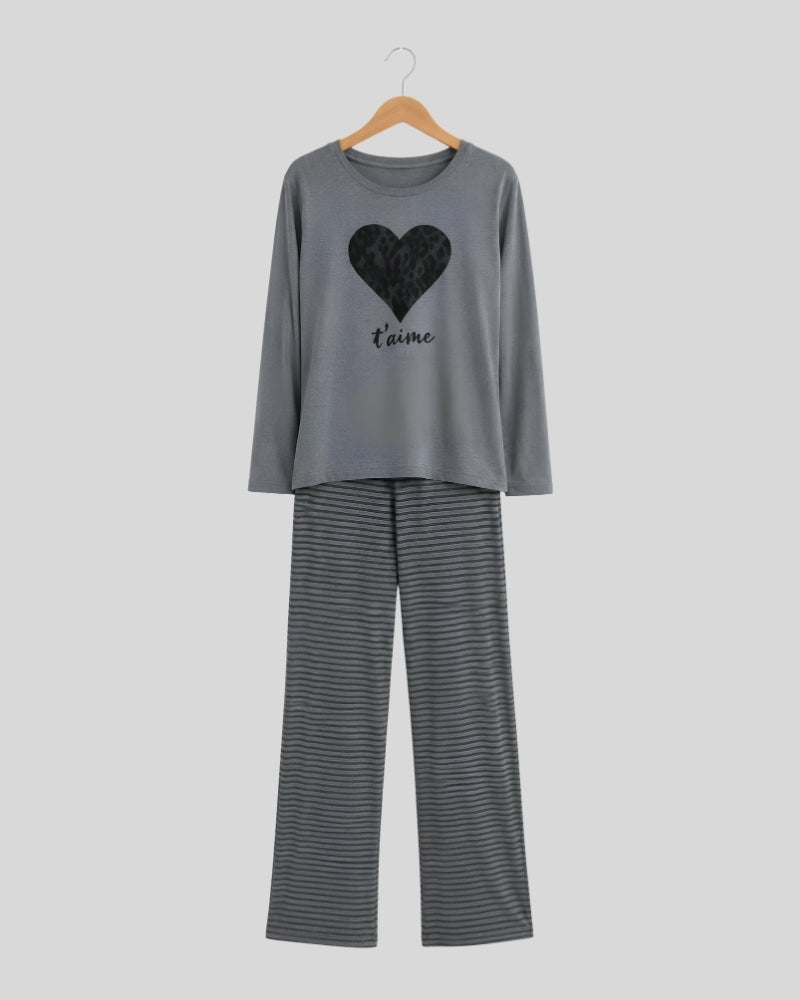 Moonlite Heart Printed PJ Set ( Big Heart )
