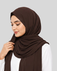 Brown Cocoa Modest Chiffon Hijab with Built-in Magnets