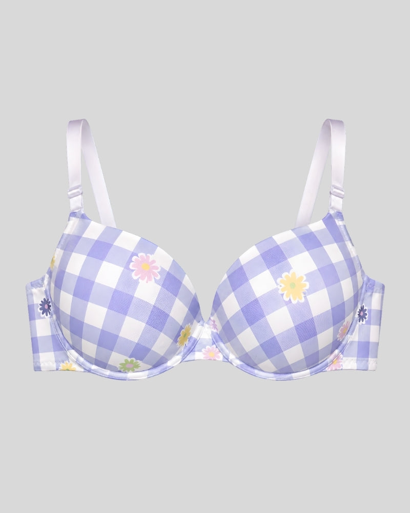 Lavender Bloom Check Bra