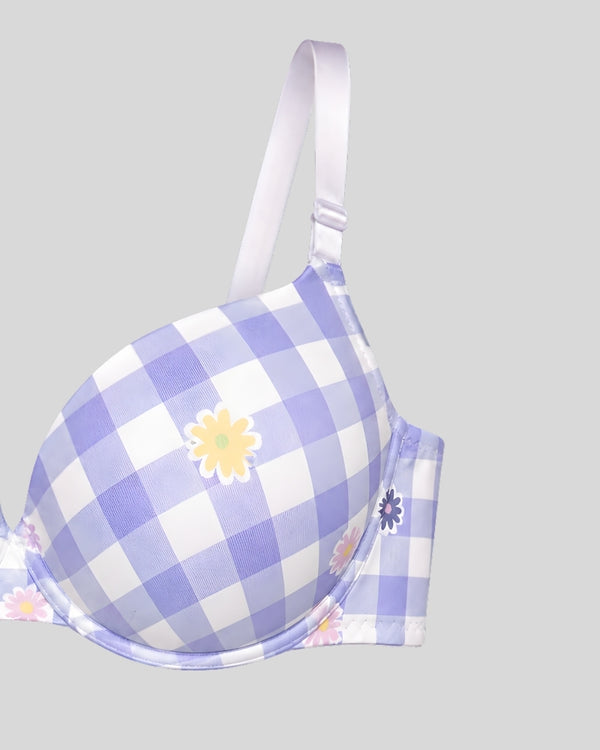 Lavender Bloom Check Bra
