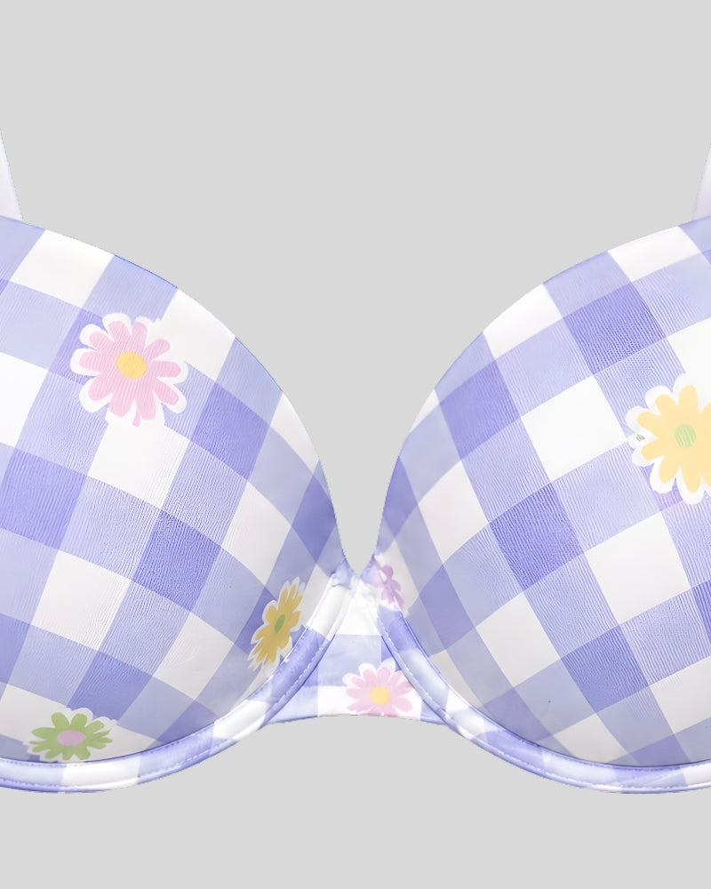 Lavender Bloom Check Bra