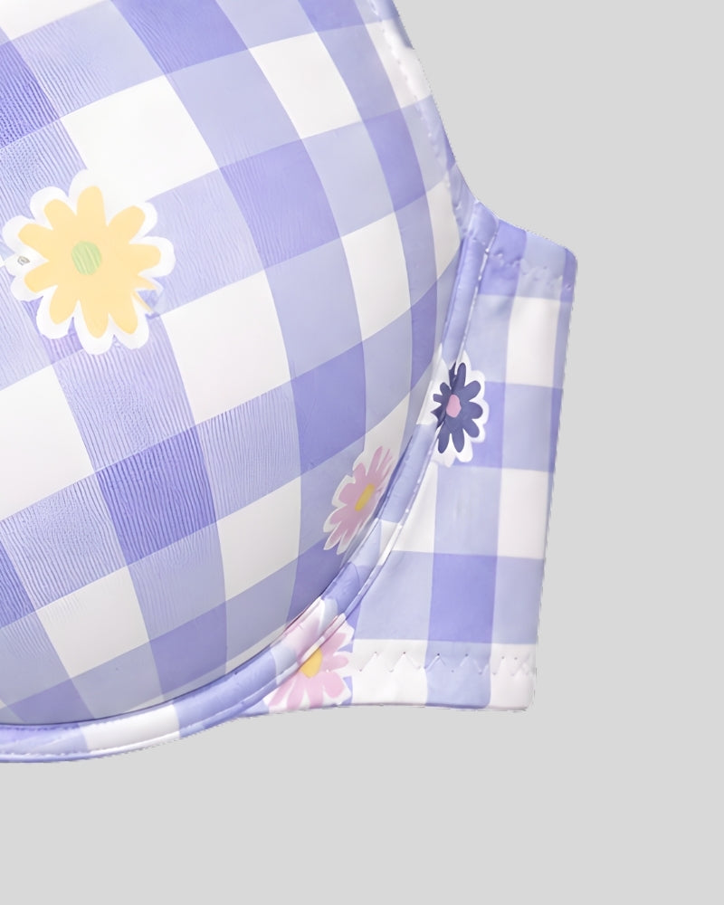 Lavender Bloom Check Bra
