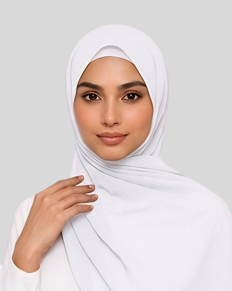 Pure Pearl Modest Chiffon Hijab with Built-in Magnets