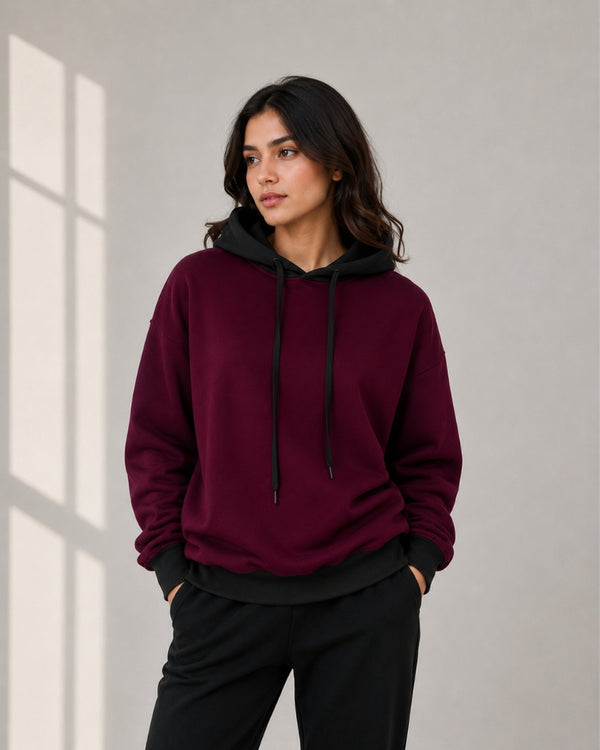 Burgundy Élan Contrast Hoodie