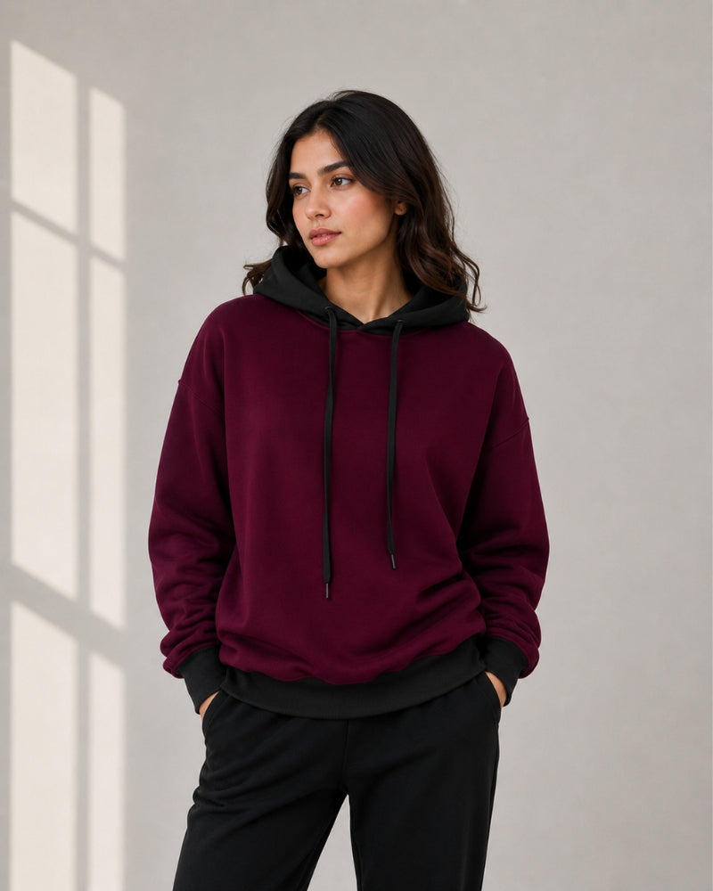 Burgundy Élan Contrast Hoodie
