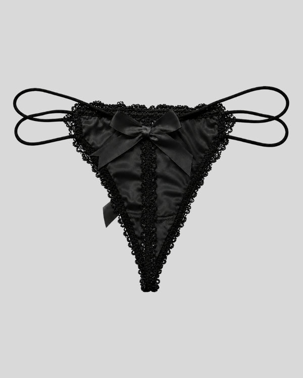 Midnight Elegance Lace Thong
