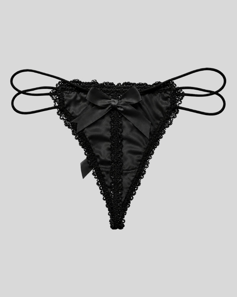 Midnight Elegance Lace Thong