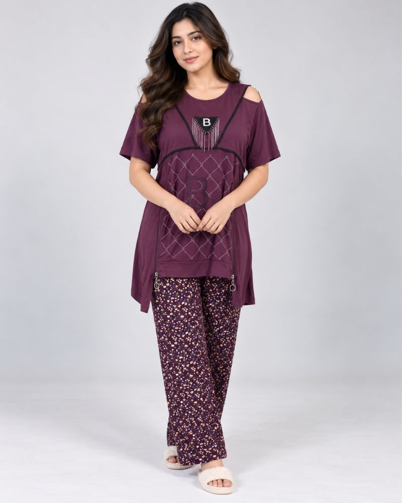 Plum Charm Cotton 2-Piece Set